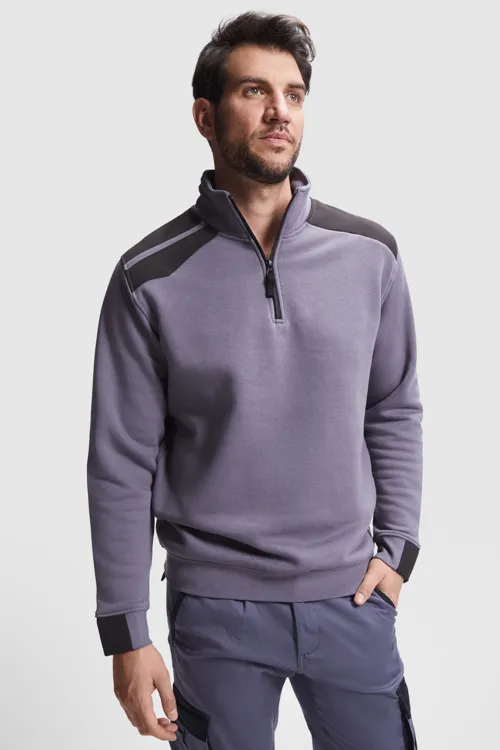 Sweat à Col Zippé Bicolore