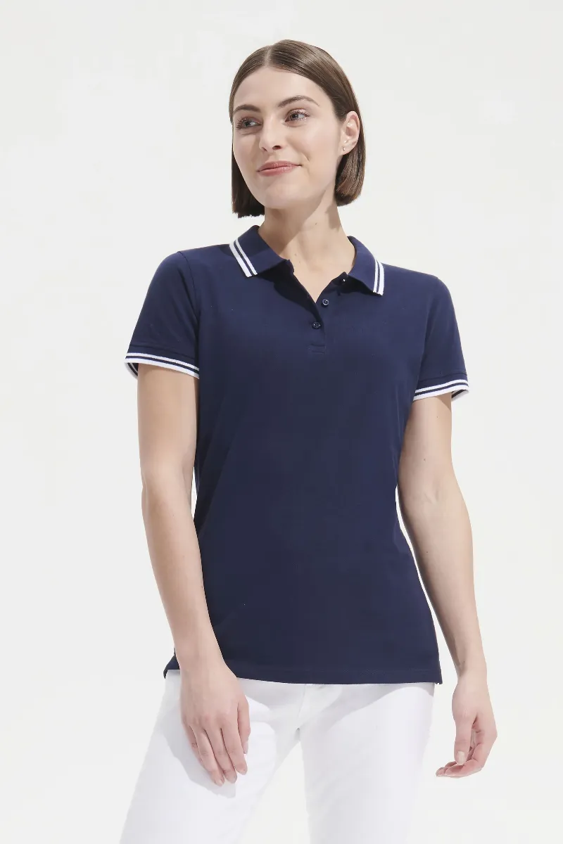 Polo Premium à Liserés Femme
